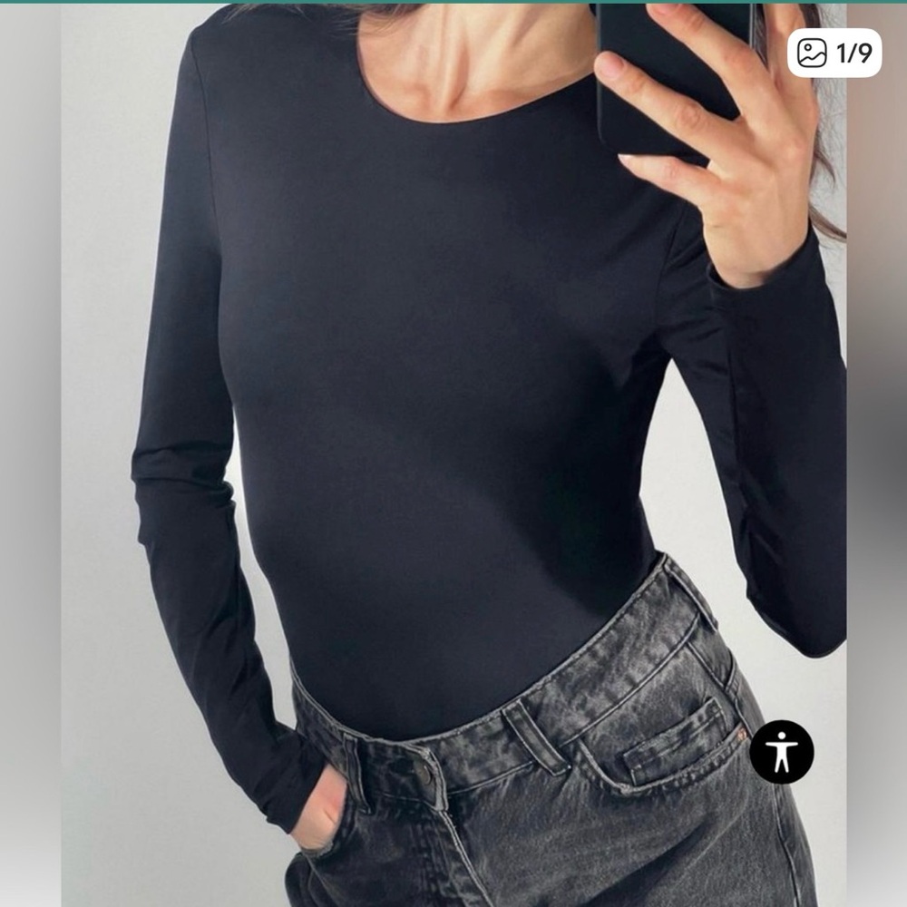 ZARA POLYAMIDE BODYSUIT NAVY SIZE LARGE